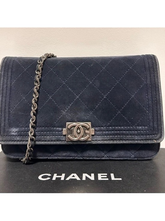 CHANEL Handbags - Chanel Navy Boy Velvet WOC
